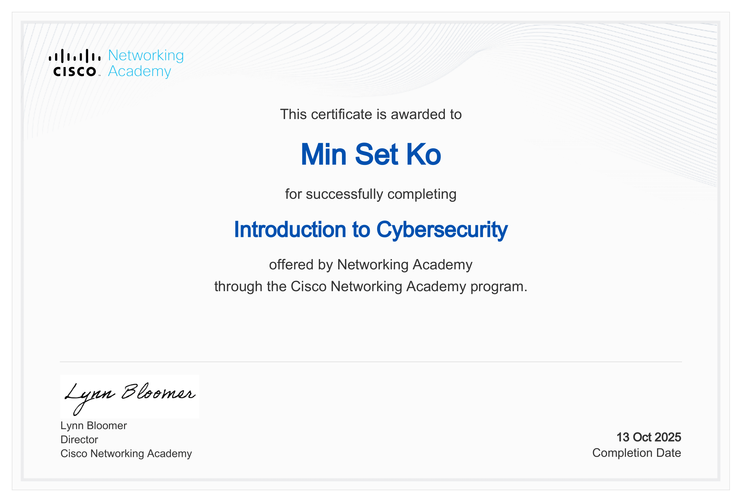 Cisco Introduction to Cybersecurity